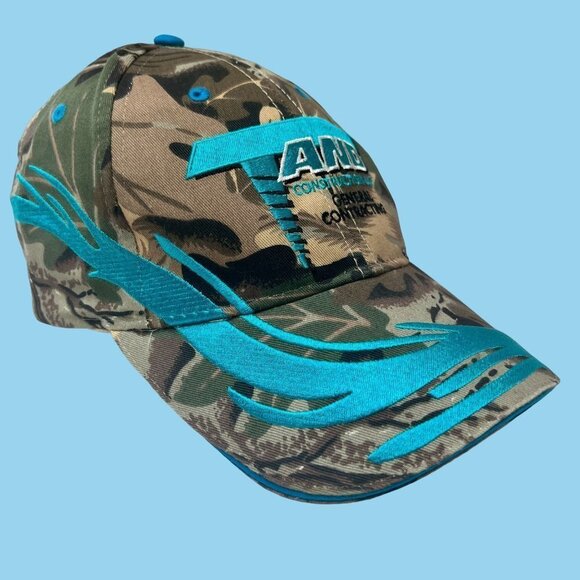 Otto Baseball Hat Unisex One Size Adjustable Hook Loop Camo Blue Flames … - Picture 1 of 9